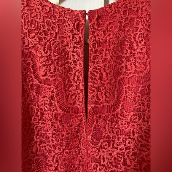 ADELYN Rae fit and flare sleeveless coral pink lace lined tie front dress Small - Picture 13 of 14